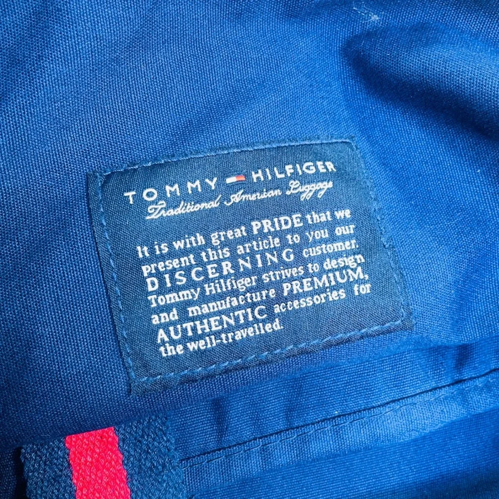 Tommy Hilfiger Canvas Rucksack Backpack Khaki Tan Brown Leather Trim Laptop Bag